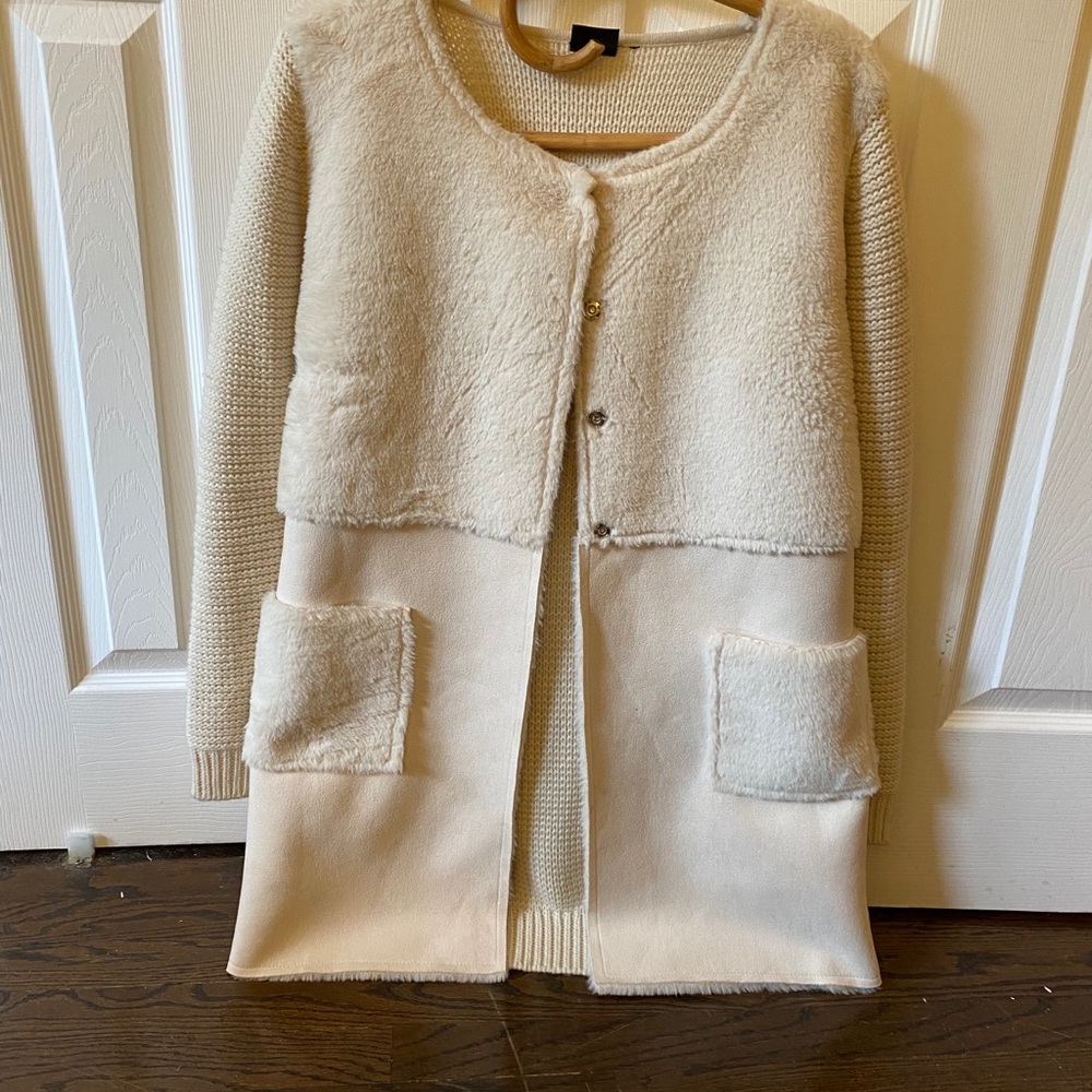 Cream color sweater Coat - Picture 1 of 5